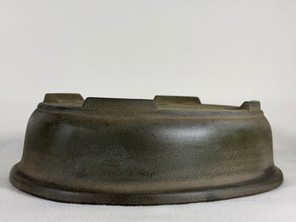Preowned Japanese Tokoname Unglazed Oval Bonsai Pot Yamakou - 11.5” By 9”