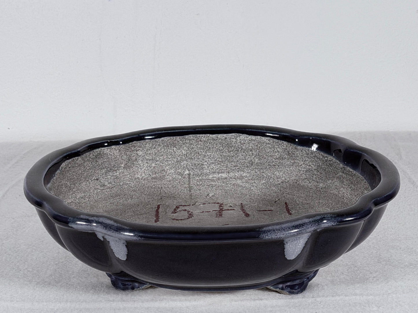 Preowned Japanese Tokoname Glazed Mokko Style Bonsai Pot Satomi - 8” By 7”