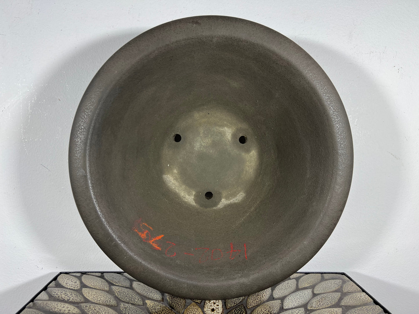 Preowned Japanese Tokoname Round Bonsai Pot Yamaaki - 13” By 4.5”