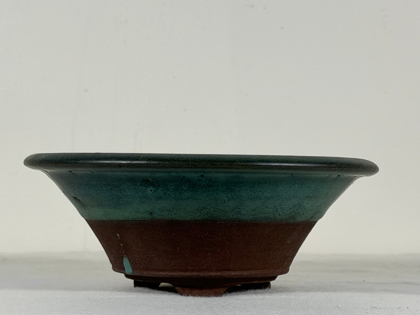 Preowned Japanese Tokoname Round Bonsai Pot Tosui - 6” By 2.25”