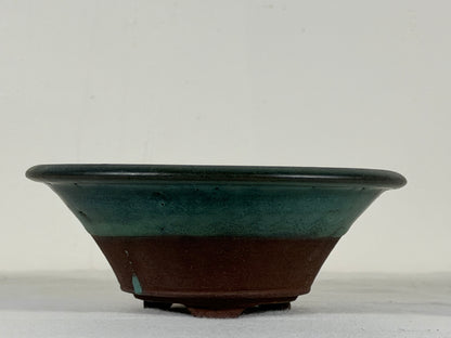 Preowned Japanese Tokoname Round Bonsai Pot Tosui - 6” By 2.25”
