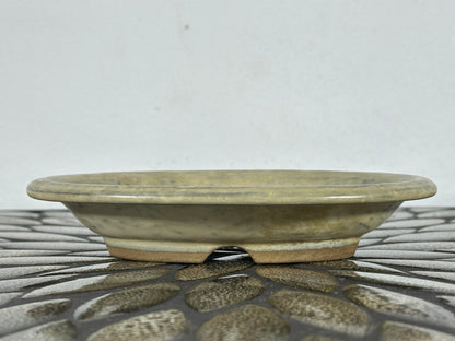 Preowned Japanese Tokoname Glazed Shallow Oval Bonsai Pot - 6 1/8” By 4 7/8”