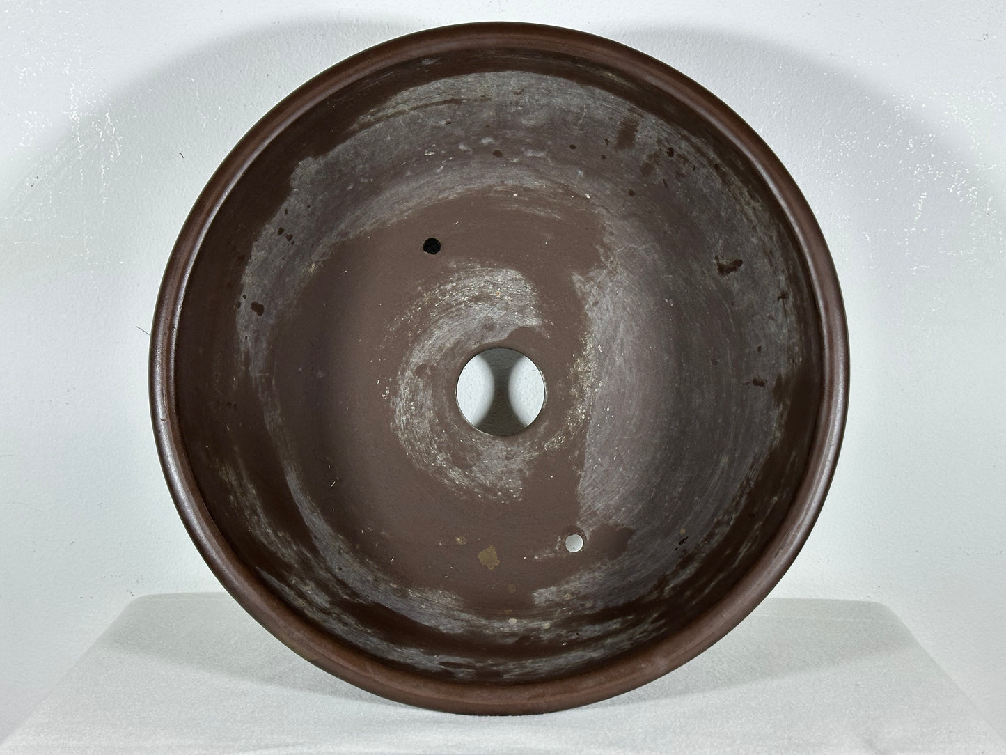 Preowned Japanese Tokoname Unglazed Round Bonsai Pot - 12.25” By 4 7/8”