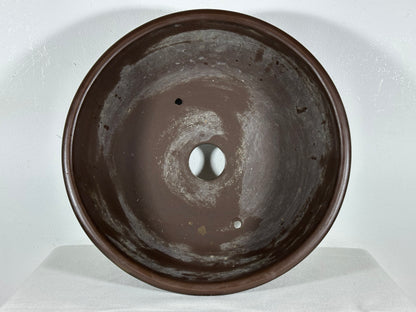 Preowned Japanese Tokoname Unglazed Round Bonsai Pot - 12.25” By 4 7/8”
