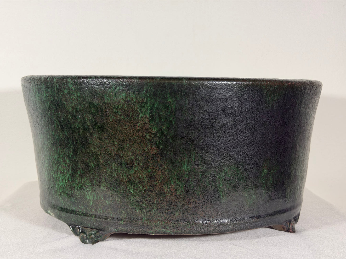New Japanese Tokoname Glazed Round Bonsai Pot Syuho - 13.25” By 6.25”