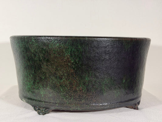 New Japanese Tokoname Glazed Round Bonsai Pot Syuho - 13.25” By 6.25”