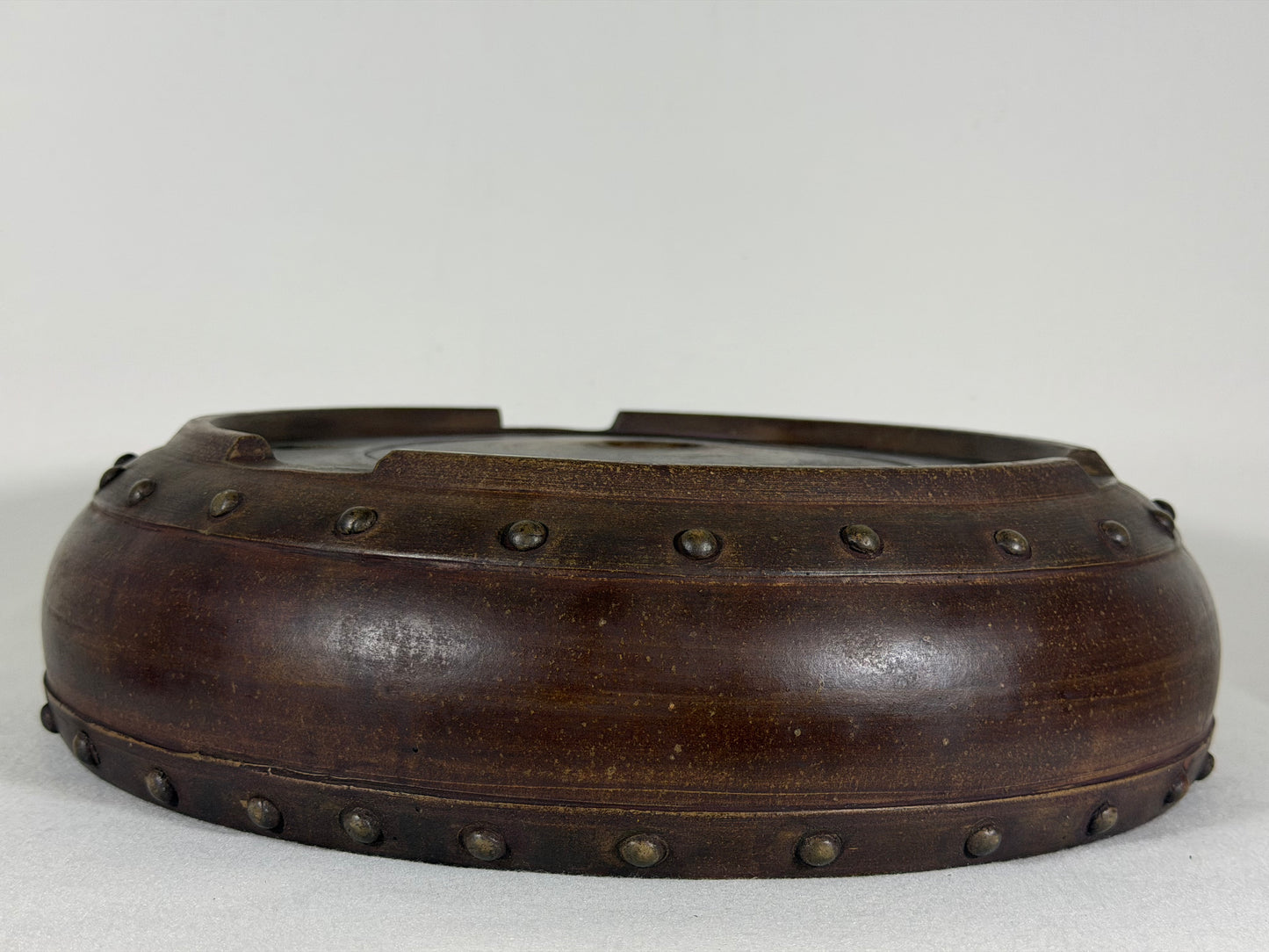 Preowned Japanese Tokoname Drum Style Bonsai Pot - 12.5” By 3 3/8”