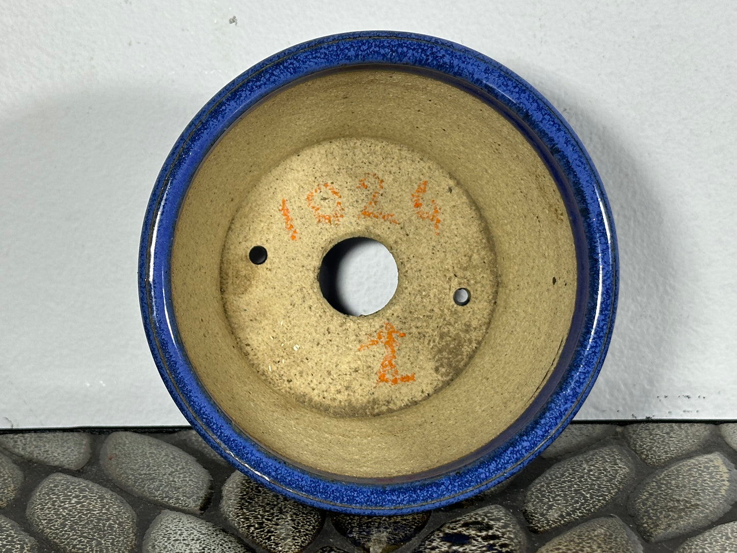 New Japanese Tokoname Round Glazed Bonsai Pot Katu - 4 3/8” By 2.75”