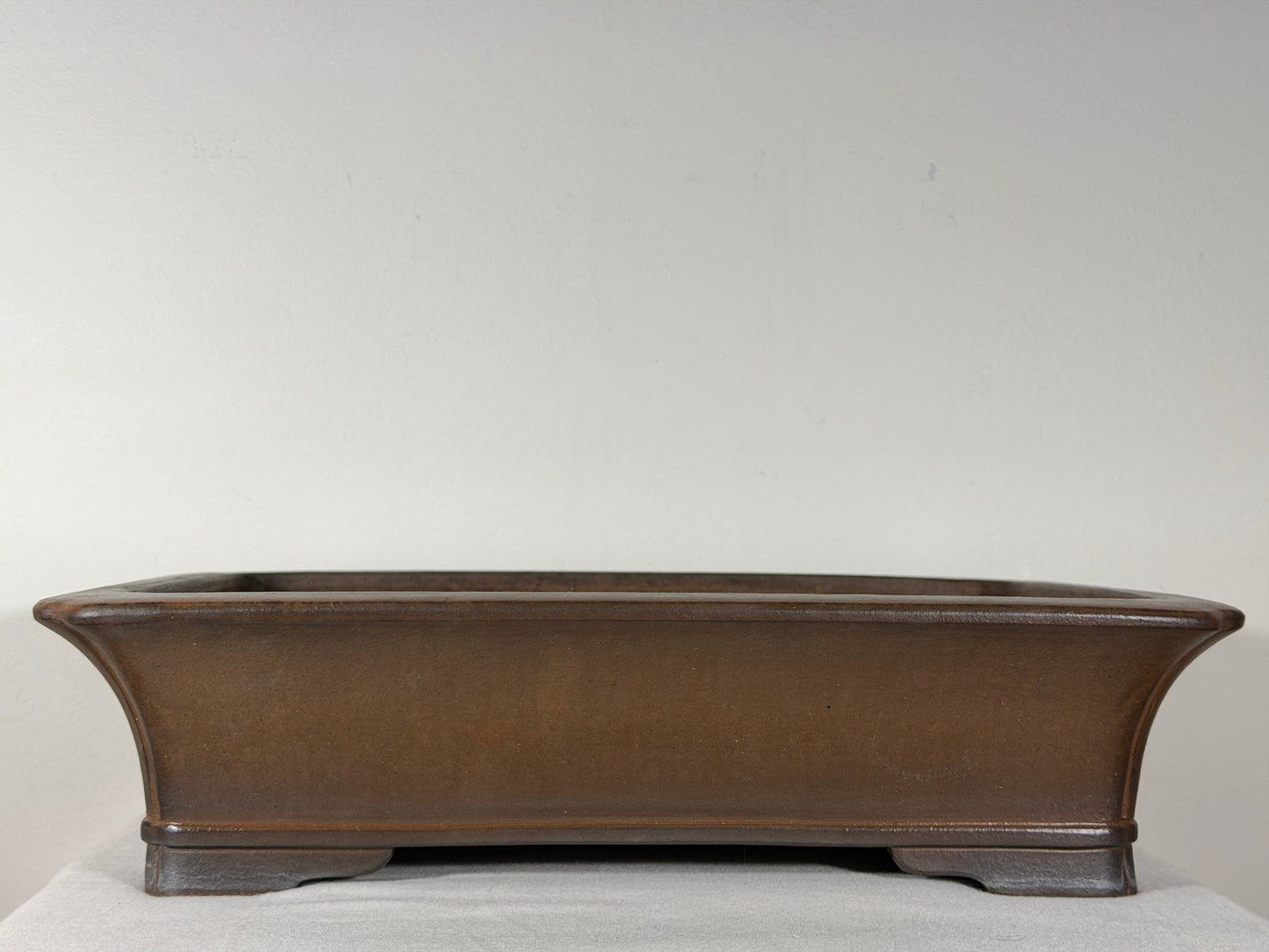 Preowned Japanese Tokoname Unglazed Rectangular Bonsai Pot Gyouzan Nakano - 16.75” By 12.25”