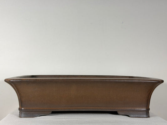 Preowned Japanese Tokoname Unglazed Rectangular High Quality Bonsai Pot Gyouzan Nakano - 16.75” By 12.25”
