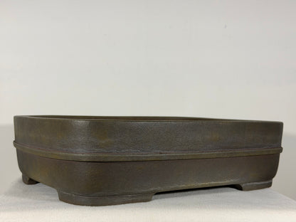 Preowned Japanese Tokoname Unglazed Rectangular Bonsai Pot Kisen - 16.25” x 13” x 4 3/8”