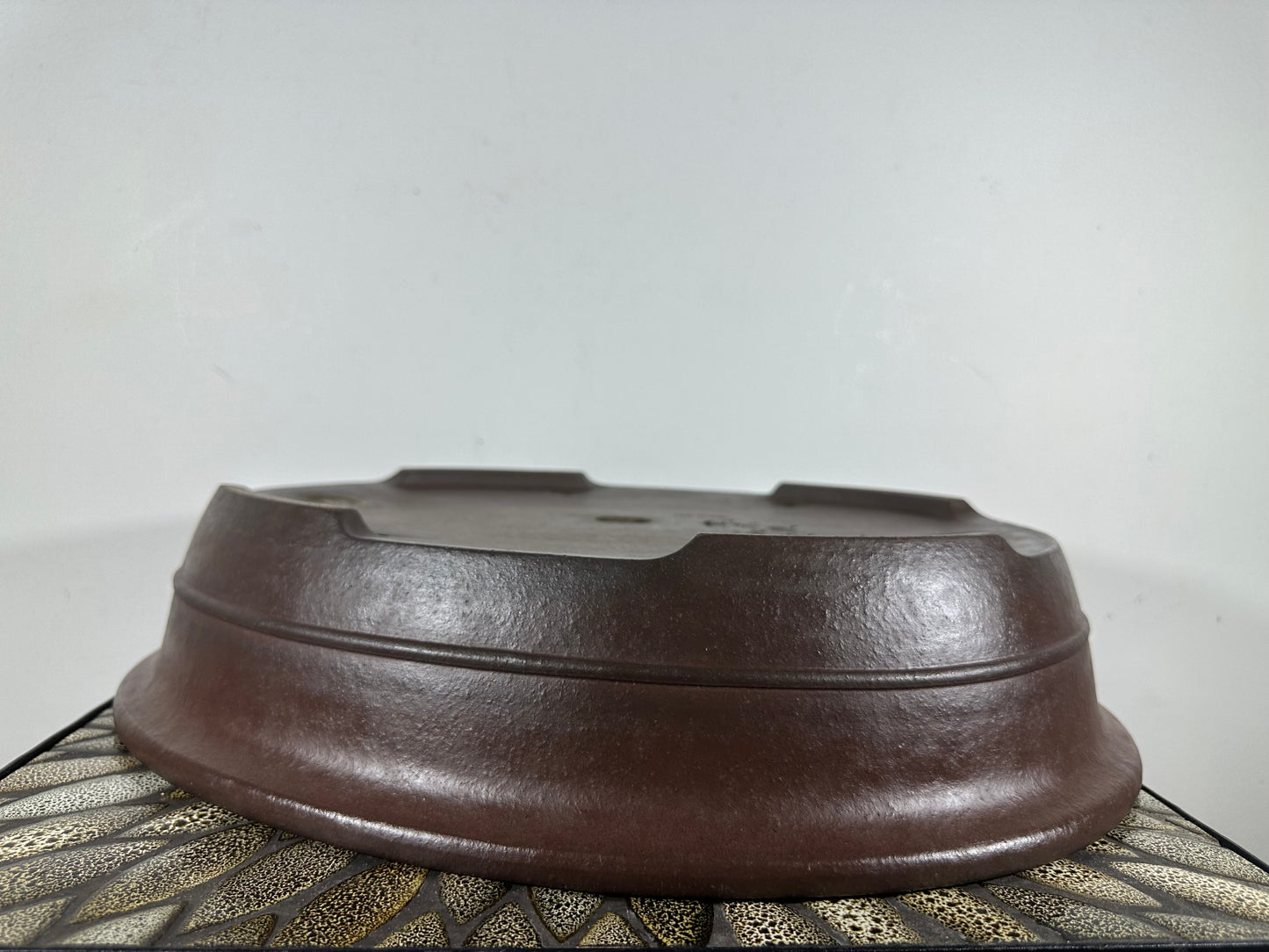 Preowned Japanese Tokoname Unglazed Oval Bonsai Pot Yamaaki - 17” By 14”