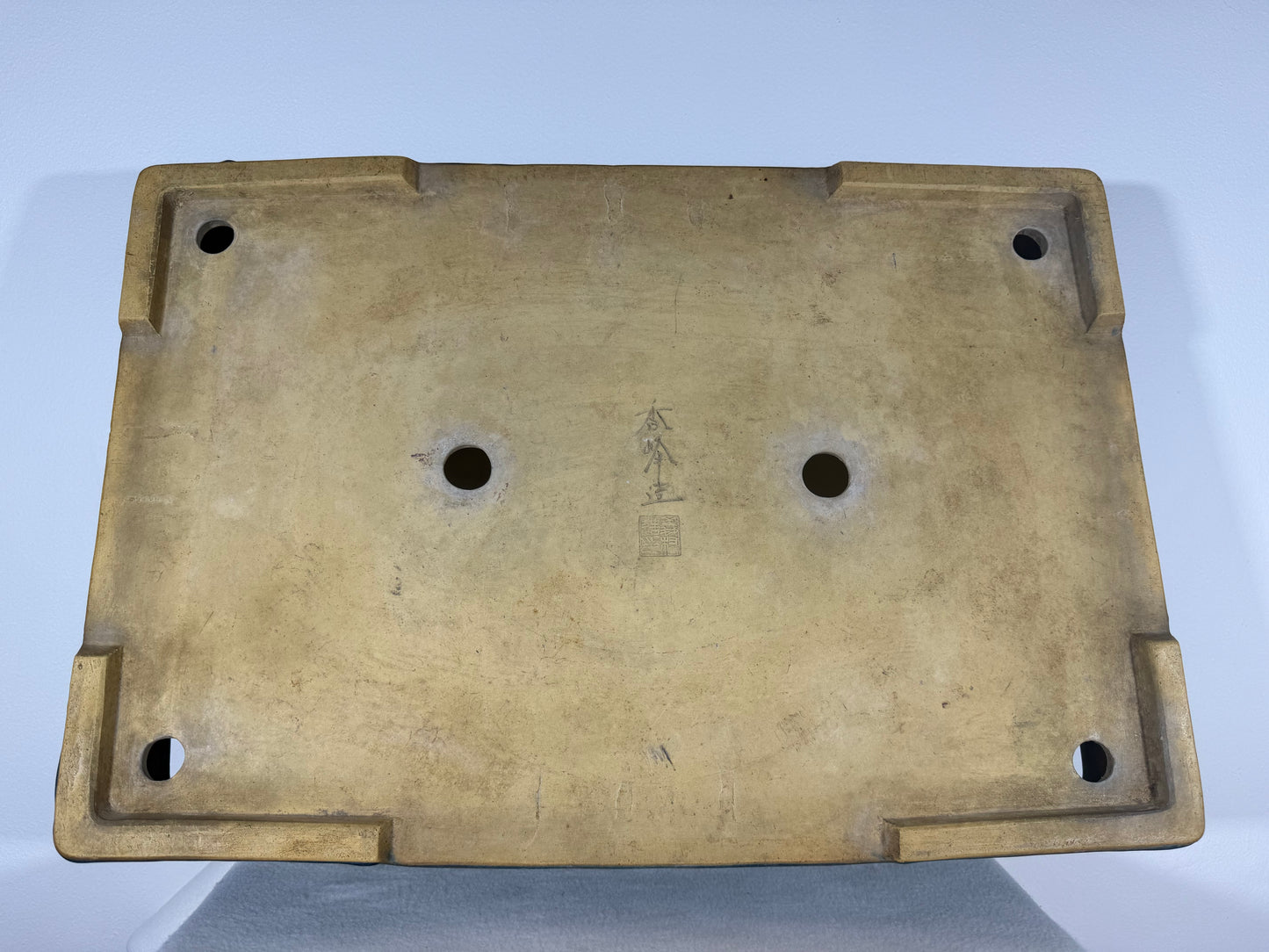 Preowned Japanese Tokoname Glazed Rectangular Bonsai Pot Syuhou Yoshimura - 22.75” By 15.75”