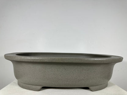 Preowned Japanese Tokoname Unglazed Oval Bonsai Pot Seizan - 18.5” By 14.75”