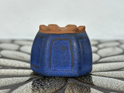 Preowned Japanese Tokoname Glazed Hexagon Bonsai Pot - 1 5/8” By 1.25”