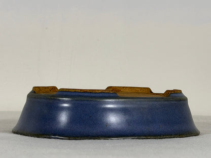 Preowned Japanese Tokoname Glazed Oval Bonsai Pot Hatutori - 6.5” By 4.75”