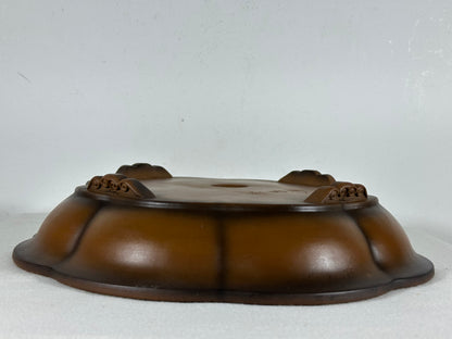 Preowned Japanese Tokoname Unglazed Rinka Style Bonsai Pot Bigei - 12” By 11.5”
