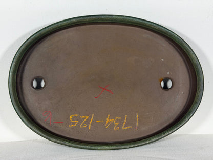 Preowned Japanese Tokoname Glazed Shallow Oval Bonsai Pot - 11.75” By 8.25”
