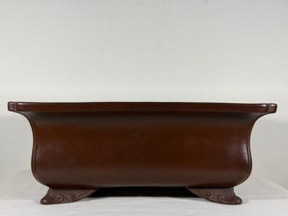 Preowned Japanese Tokoname Unglazed Rectangular Bonsai Pot Yamaaki - 12.5” By 9.75”