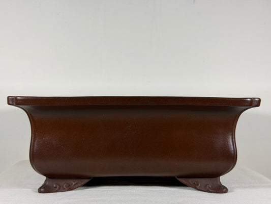 Preowned Japanese Tokoname Unglazed Rectangular Bonsai Pot Yamaaki - 12.5” By 9.75”