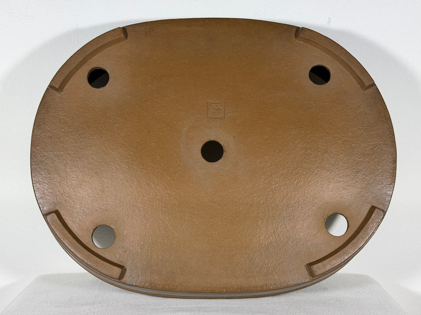 Preowned Japanese Tokoname Unglazed Oval Bonsai Pot Kizan - 16” By 12.5”