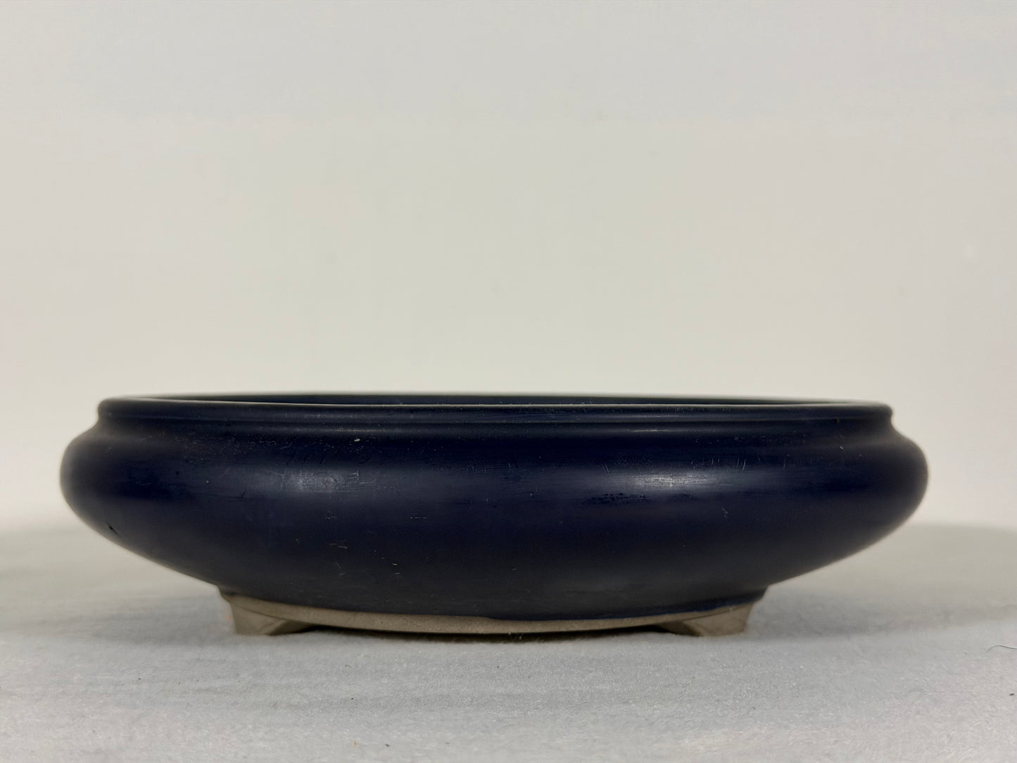 Preowned Japanese Tokoname Glazed Bag Style Bonsai Pot has Stamps - 7.75” By 2”