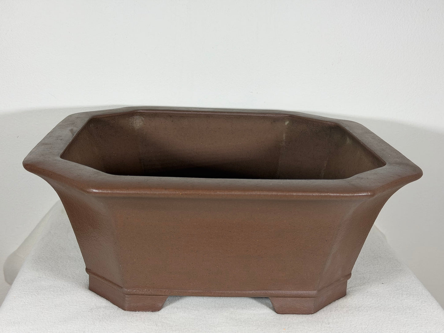 Preowned Japanese Tokoname Unglazed Semi Cascade Bonsai Pot Keizan - 14.5” By 5.5”