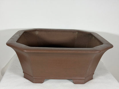 Preowned Japanese Tokoname Unglazed Semi Cascade Bonsai Pot Keizan - 14.5” By 5.5”