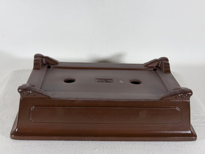 Preowned Japanese Tokoname Unglazed Rectangular Bonsai Pot Yamaaki - 12.25” By 8”