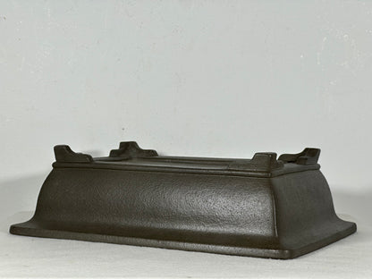 Preowned Japanese Tokoname Unglazed Rectangular Bonsai Pot Seizan - 12” By 8.5”