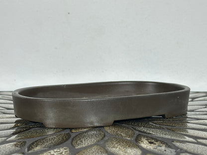 Preowned Japanese Tokoname Unglazed Oval Bonsai Pot - 7.25” By 4 3/8”