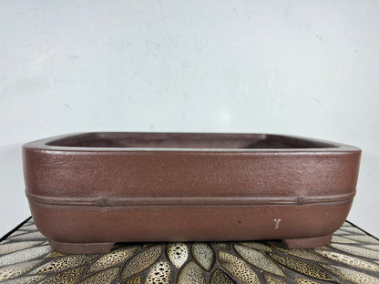 Preowned Japanese Tokoname Unglazed Rectangular Bonsai Pot Yamaaki - 13.75” By 11”