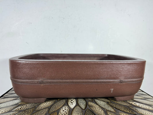 Preowned Japanese Tokoname Unglazed Rectangular Bonsai Pot Yamaaki - 13.75” By 11”