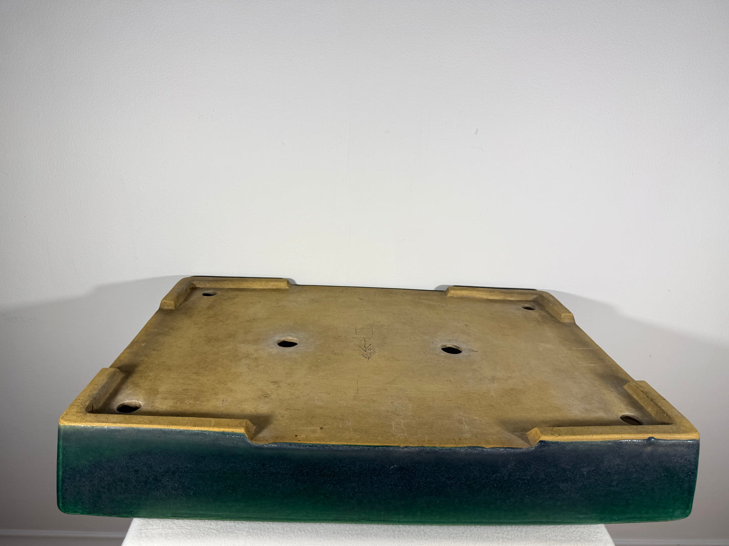 Preowned Japanese Tokoname Glazed Rectangular Bonsai Pot Syuhou Yoshimura - 22.75” By 15.75”