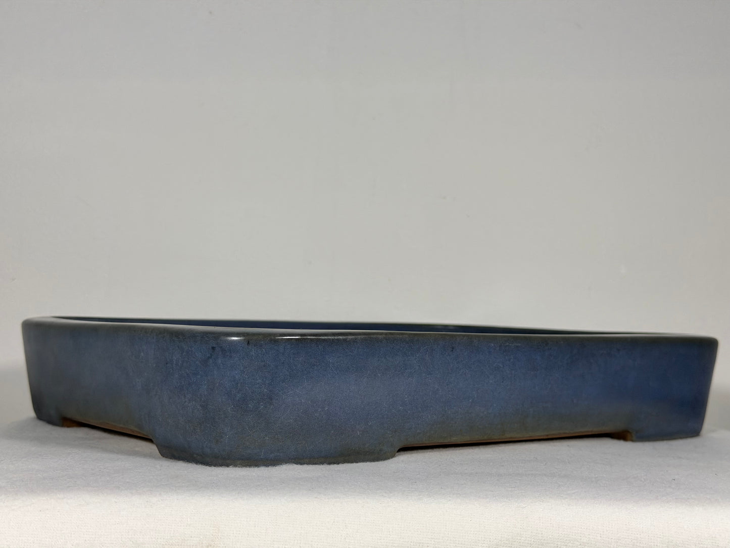 Preowned Japanese Tokoname Glazed Rectangular Bonsai Pot Yamafusa - 14” By 10.25”