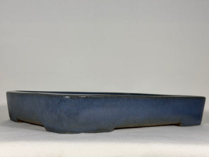 Preowned Japanese Tokoname Glazed Rectangular Bonsai Pot Yamafusa - 14” By 10.25”