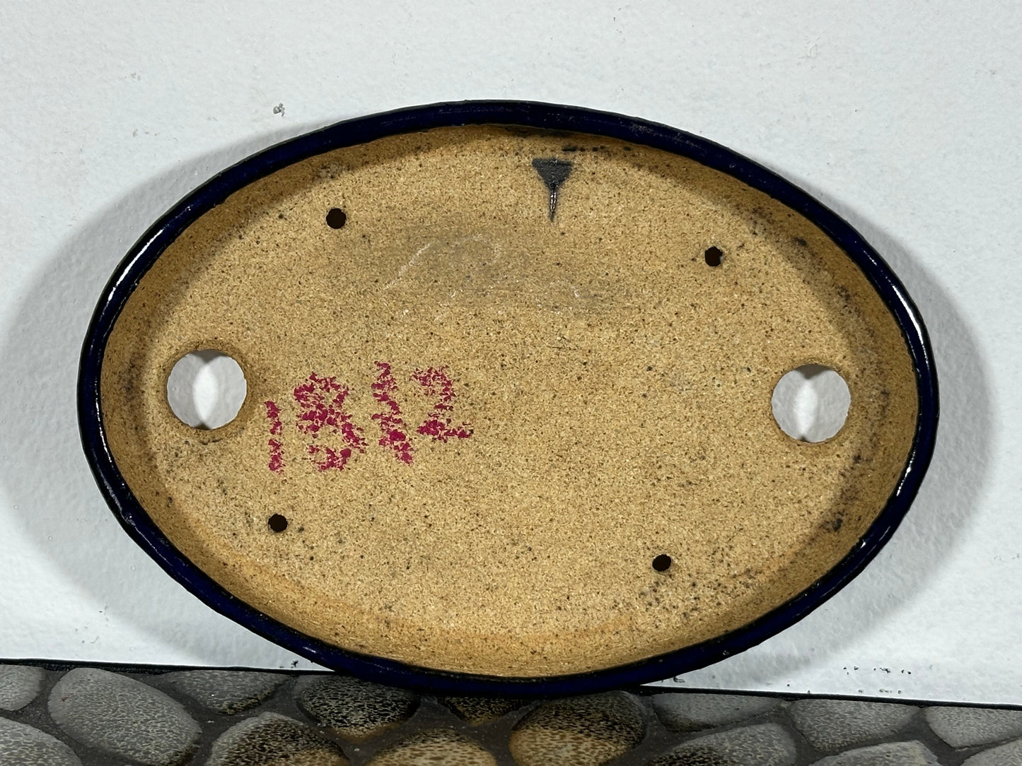 New Japanese Tokoname Glazed Oval Shallow Bonsai Pot Harutori - 6.25” By 4 3/8”