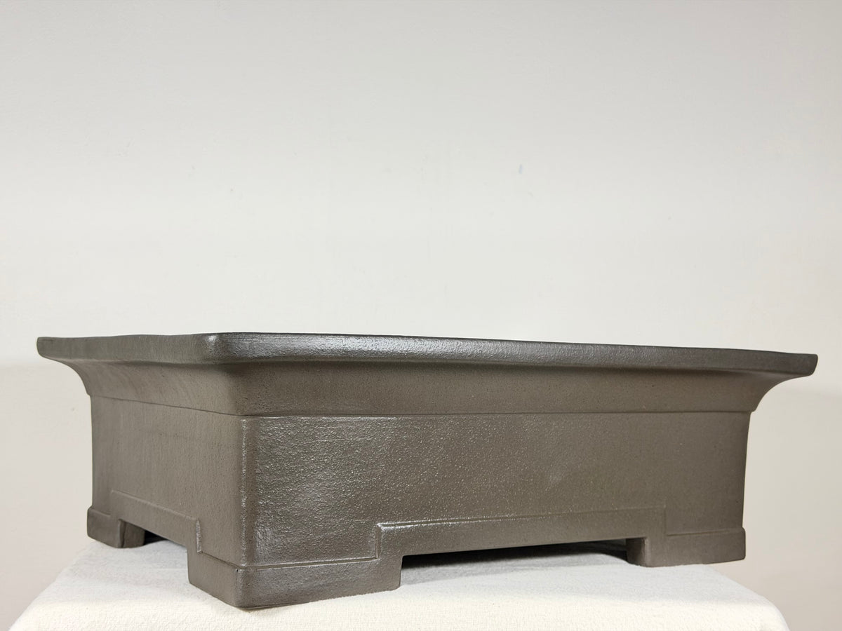 Preowned Japanese Tokoname Unglazed Rectangular Bonsai Pot Reiho - 18” x 14” x 5.75”