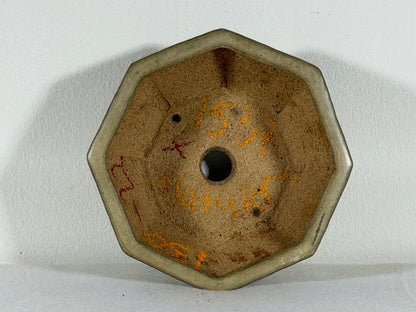 Preowned Japanese Tokoname Glazed Hexagon Bonsai Pot Hatutori - 5.75” By 2.25”
