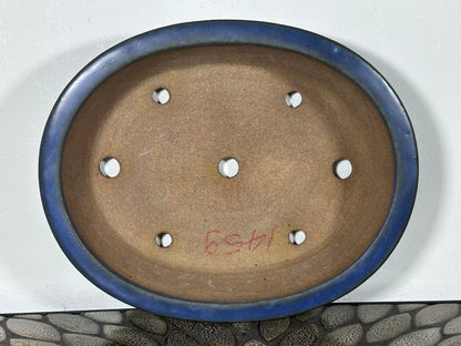 Preowned Japanese Tokoname Glazed Oval Bonsai Pot Reiho - 10.25” By 8.25”