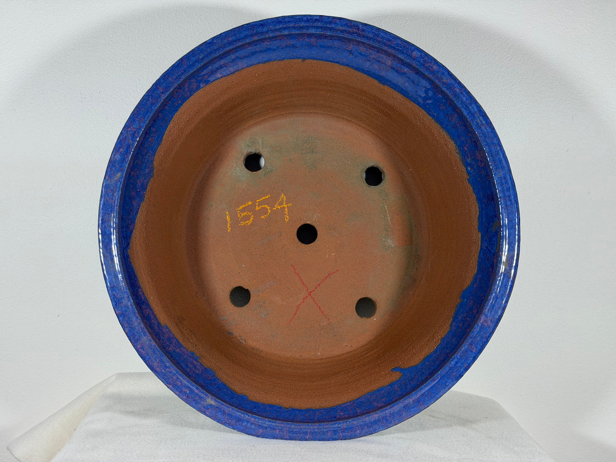 New Japanese Tokoname Glazed Round Bonsai Pot Syuhou Yoshimura - 15.25” By 5.75”