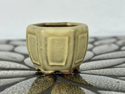 Preowned Japanese Tokoname Glazed Hexagon Bonsai Pot - 1 5/8” By 1.25”