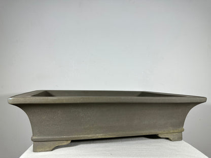 Preowned Japanese Tokoname Unglazed Rectangular Bonsai Pot Seizan - 19.5” By 14.25”