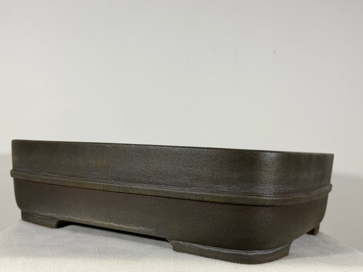 Preowned Japanese Tokoname Unglazed Rectangular Bonsai Pot Kisen - 16.25” x 13” x 4 3/8”