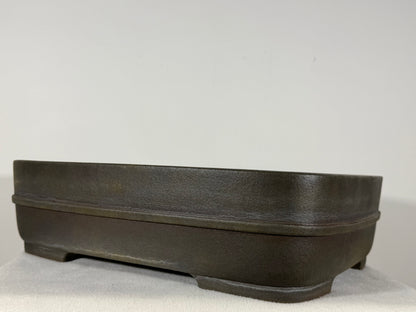 Preowned Japanese Tokoname Unglazed Rectangular Bonsai Pot Kisen - 16.25” x 13” x 4 3/8”