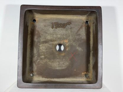 Preowned Japanese Tokoname Unglazed Square Bonsai Pot Syousen - 14.5” By 4.5”
