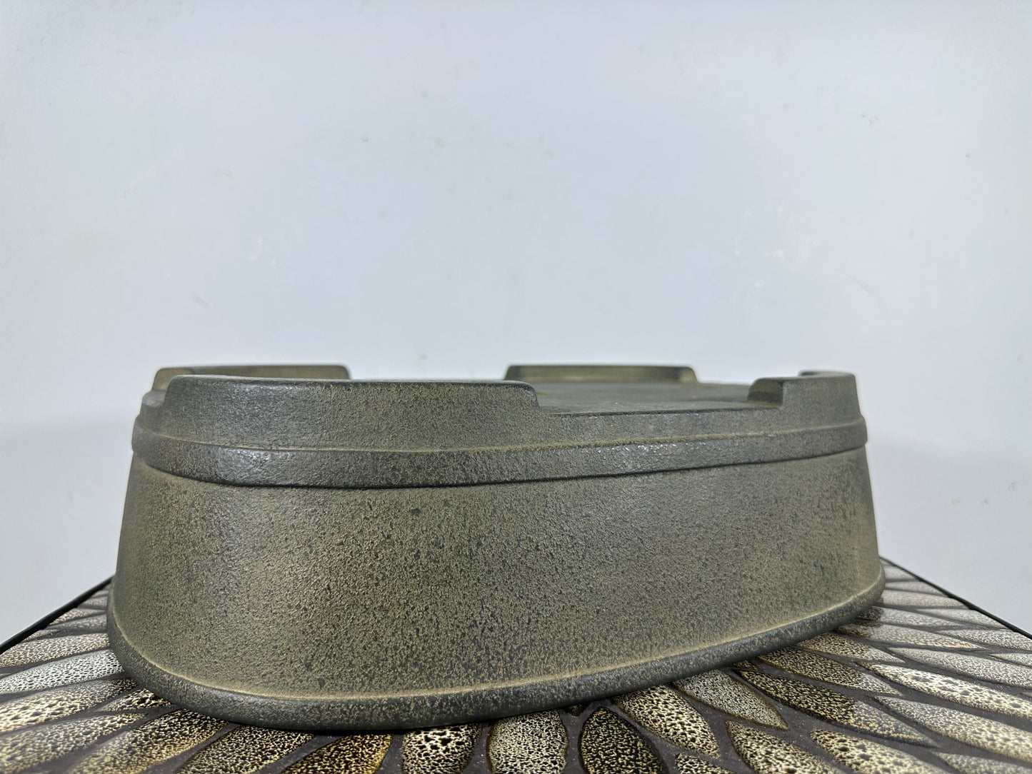 Preowned Vintage Japanese Tokoname Unglazed Oval Bonsai Pot Koyo - 14.5” By 11”