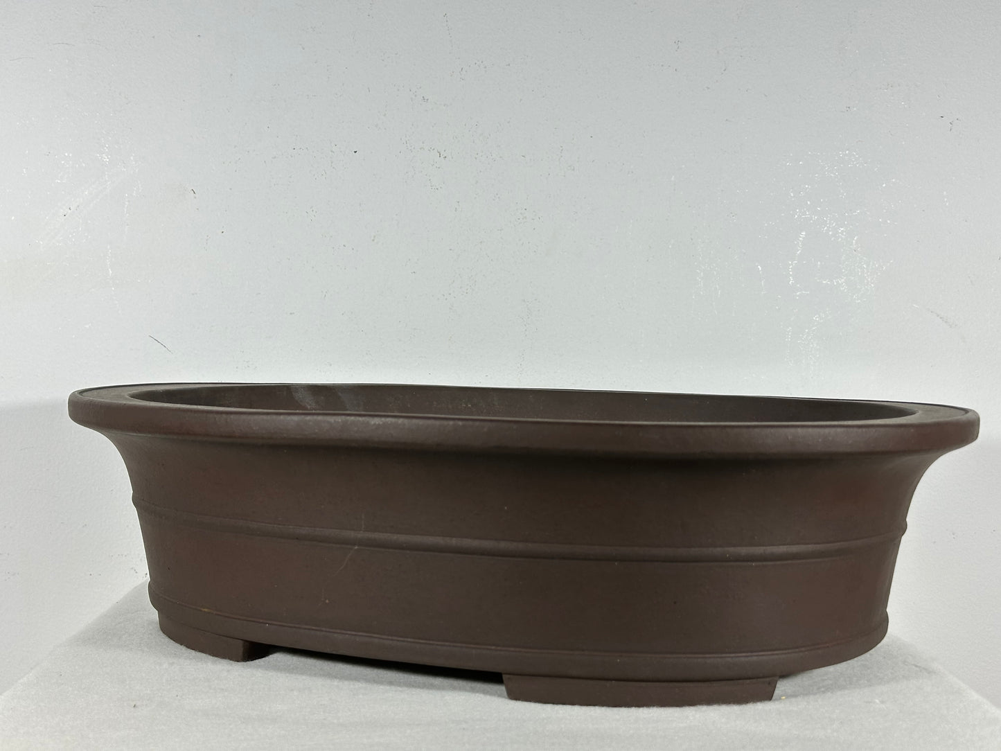 Preowned Japanese Tokoname Unglazed Oval Bonsai Pot Yamaaki - 18” By 14.5”