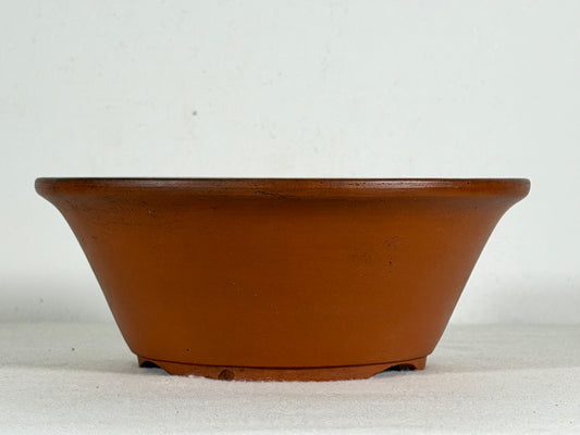 Preowned Japanese Tokoname Round Bonsai Pot Yamaaki - 7” By 2.75”