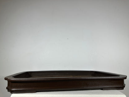 Preowned Japanese Tokoname Unglazed Rectangular Shallow Bonsai Pot Seizan - 21.5” By 14.5”